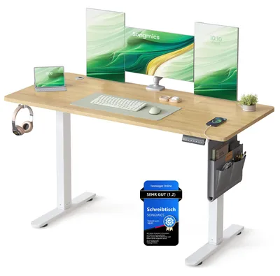 Produktbild von SONGMICS Höhenverstellbarer Schreibtisch 140 x 60 cm – Goldeichenfarben