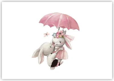 Produktbild von Poster - Poster ohne Rahmen - Hasen Regenschirm Kinder - 100x70 cm - Wand Bild - Wanddeko - Wandbilder - Kunstposter - Wandposter - Bilder - Kunstdruck - Wanddekoration - Wandbild - P2XAA100x70-4777