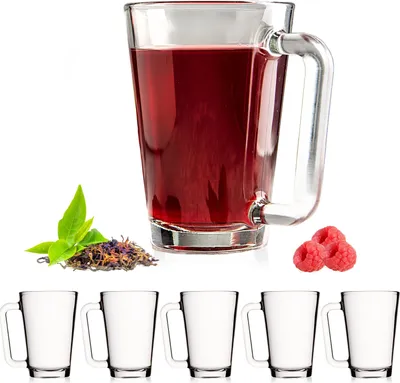 Produktbild von PLATINUX Teegläser mit Henkel aus Glas Kaffeegläser 220ml (max.280ml) Set 6-Teilig groß Glastassen spülmaschinenfest