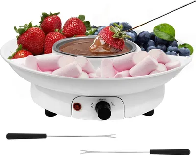 Produktbild von Schokoladen Fondue, Schokoladen Schmelztopf 260ml mit Temperaturkontrolle, 2 Gabeln, Ideal für Partys
