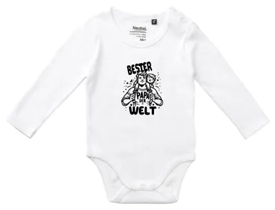 Produktbild von Huuraa Baby Body Bester Papa der Welt 62 White Baumwolle Fairtrade Langarmbody Geschenkidee