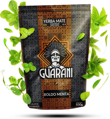 Produktbild von Guarani - Mate Tee Boldo Menta 500g - Pfefferminze, Boldo - Rauchig Viel Staub - Intensive Yerba Mate - Paraguay