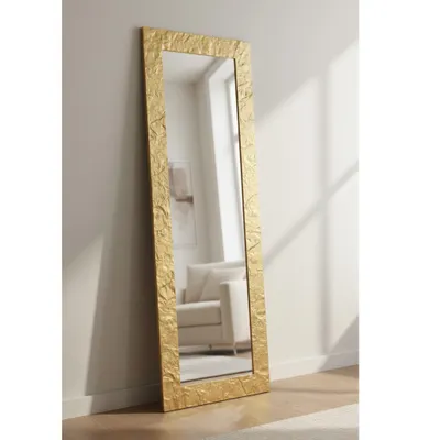 Immagine prodotto di MO.WA Specchio Grande Specchio da parete Oro 50X145 Specchio inclinato Moderno Cornice di legno dorata