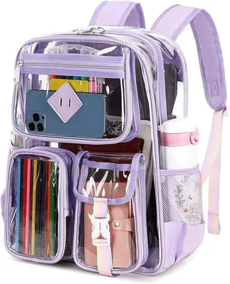 Image de Sac pour fille imperméable en PVC - transparent - sac d'école résistant