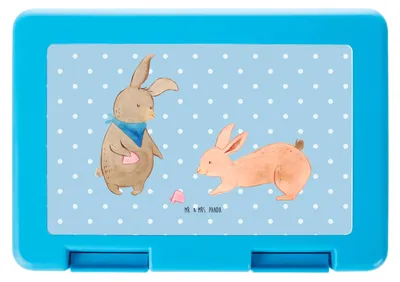 Produktbild von Mr. & Mrs. Panda Lunchbox Hasen Muschel - Blau Pastell - Geschenk, Bentobox, Ferien, Strand, Snackbox, BFF, Brotbehälter, Papa, Urlaub, Meer, Bento Box, Butterbrotdose