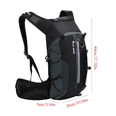 Produktbild von Fahrradrucksack 10L Wasserdicht Motorrad Rucksack Wanderrucksack Sportrucksack Damen Herren Tasche Schwarz+Grau