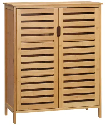 Produktbild von Badezimmerschrank, Bambusschrank mit Lamellendesign für Badezimmer, für Badezimmer