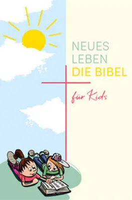 Illustration of two children reading a book under a sunny sky, with text overlay.