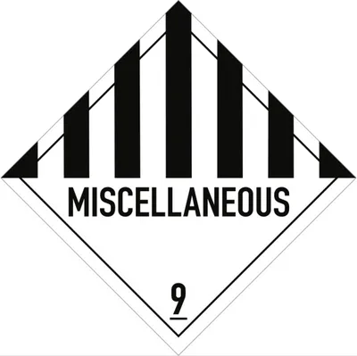 Produktbild von Gefahrzettel Klasse 9 Text MISCELLANEOUS, Folie, 100x100 mm, 1000 Stück/Rolle