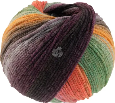 Produktbild von Lana Grossa - Farfalla 0009 orange, mint, grau, grün, dunkelgrün, schwarzgrün, rost, fuchsia, brombeer, graublau