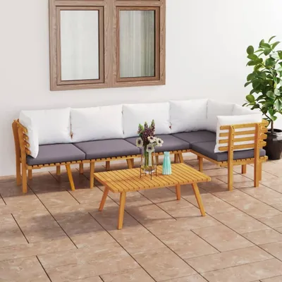 Image de Maison Exclusive - Salon de jardin 6 pièces avec coussins en bois d'acacia massif