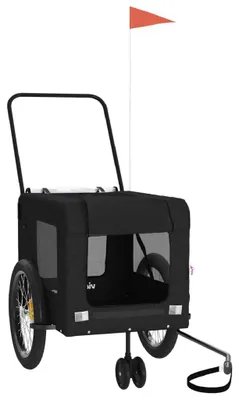 Produktbild von vidaXL Fahrradanhänger Hunde Schwarz Oxford-Gewebe und Eisen
