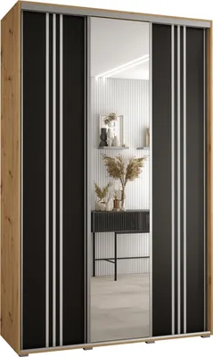 Produktbild von MEBLE KRYSPOL Davos 7 Schrank, drei Türen - 235,2x160x45 cm - Artisan Schwarz Silber