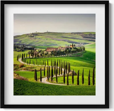 Produktbild von Italienische Landschaft– Wandbild mit Rahmen – Gerahmtes Bild  – Wanddekoration – 50x50 cm –  Schwarz Rahmen