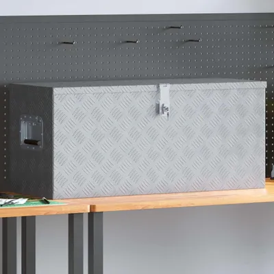 Obrázek produktu pro vidaXL Hliníková bedna 90,5×35×40 cm stříbrnán