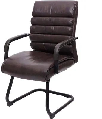 Zdjęcie produktu dla Krzesło konferencyjne HWC-H31, krzesło wspornikowe do jadalni, metal o wyglądzie zamszu w stylu vintage   ~ imitacja skóry  brązowy