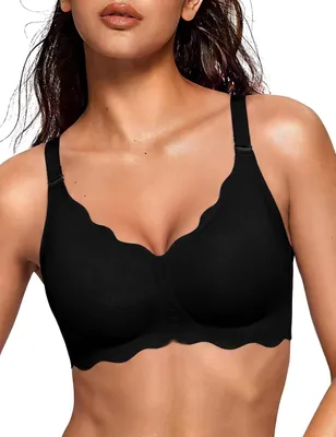 Productafbeelding van Beha zonder beugel voor dames met golvende randen, zwart, comfortabel