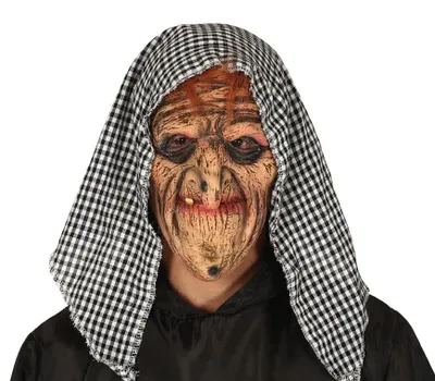 Immagine prodotto di Cappello da strega Maschera di Halloween Inquietante Magica Trasformazione Esagonale Artistica Realistica Viso Spaventoso Festival di Halloween Notte inquietante Luna Piena Look Mistico Magia Oscura Dettagli Magici, Colore: Beige