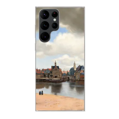Produktbild von MuchoWow® Handyhülle Schutzhülle Hülle für Samsung Galaxy S22 Ultra Ansicht von Delft - Gemälde von Johannes Vermeer Silikon Softcase Handy Hülle - Abbildung