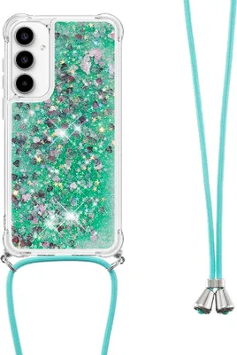 Produktbild von Samsung Galaxy A57 Hülle - Coverup Liquid Glitzer Back Cover mit Handykette - Grün