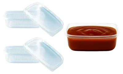 Produktbild von Feinkostbecher mit Deckel 125 ml | Rechteckig, transparent | PP-Kunststoff | Salatbecher | Salatbox - 250 Stück
