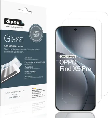 Produktbild von 2x Schutzfolie für Oppo Find X9 Pro 5G - Anti-Shock 9H Folie dipos Glass Kunststoffglas