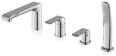 Obrázok produktu pre Vaňová batéria na okraj vane 4-otvorová Ravak Flat FL 026.00CR so sprchovacím setom, s pípou, chróm