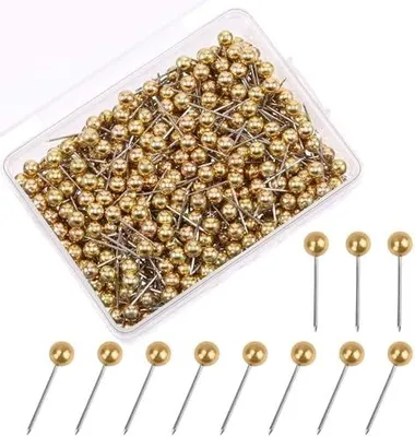 Produktbild von 400 Stück Pinnadeln Gold, Pinnnadeln Pinnwandnadeln Pinnwand Nadeln Pin Nadel Nadeln Pinwand Pins Pinnnadeln Schön Stecknadeln mit Kopf Pinnadel für Karte Foto Wand