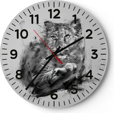 Produktbild von Wanduhr - Rund - Glasuhr - Tier Abstraktion - 40x40cm - Schleichendes Uhrwerk - Lautlos - zum Aufhängen bereit - Dekoration Modern - Wanddekoration aus Glas - C4AR40x40-3850