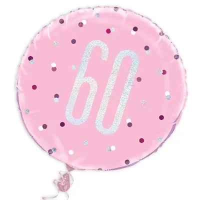 Produktbild von Folien Ballon Pink Dots Glitzer zum 60. Geburtstag