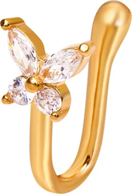 Produktbild von Nasenring Schmetterling Strass Schmuck Einfache Galvanisierung Nasenmanschette Septum Nasenschmuck-Golden