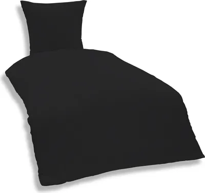 Produktbild von 2 teilige Uni Bettwäsche 135 x 200 cm schwarz Einfarbig Mikrofaser Garnitur