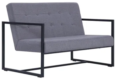 Image de vidaXL Canapé 2 places avec accoudoirs gris clair acier et tissu