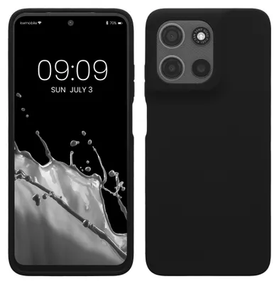 Produktbild von kwmobile Handyhülle für Motorola Moto G15 Hülle - Case Silikon - Kabelloses Laden - Schutzhülle Cover in Schwarz