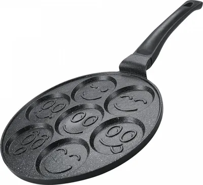 Produktbild von Herzberg HG-CP267SML: 26 cm marmorbeschichtete Pfannkuchen- und Crêpespfanne - 7 Smiley-Emoji