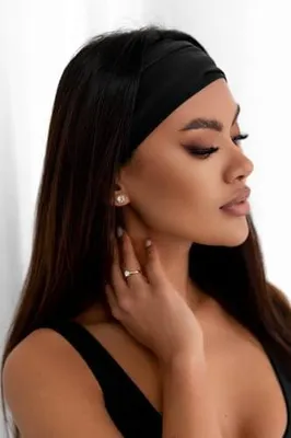 Produktbild von Breites elastisches Stirnband für Damen, weiche schwarze Haarband-Haarreifen