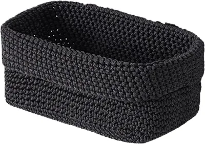 Produktbild von Aufbewahrungskorb schwarz 21 x 13 x 15.5 cm, handgewebte Baumwolle, für Organisation