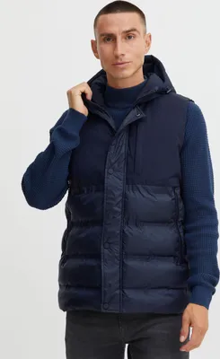 Produktbild von Blend 20714690 Outerwear Herren Weste Steppweste Outdoor Weste Steppweste mit Kapuze Langer Reißverschluss und Knopfleiste Abgesetzte Brustpartie Regular Fit