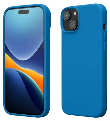Produktbild von kwmobile Handyhülle für iPhone 15 Hülle, für iPhone 15 Case - Hülle Silikon - kabelloses Laden - Blue Reef
