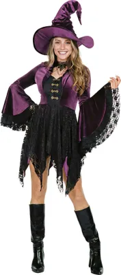 Image de Robe de sorcière en velours - Sorcière Costume Halloween Femme Taille : 36
