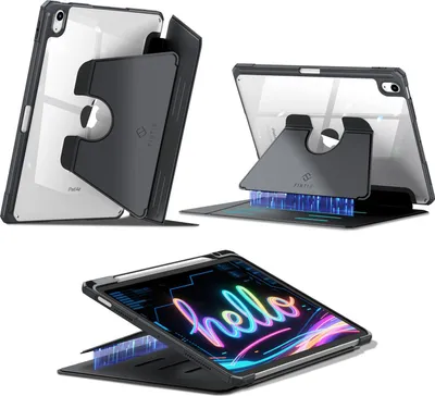 Produktbild von Fintie Magnetständer-Hülle für iPad Air 11 Zoll M4/M3/M2 (2026/2025/2024), iPad Air 5./4. Generation (2022/2020) 10.9 Zoll, Mehrwinkel-Betrachtung Klare Hülle mit Stifthalter, Schwarz