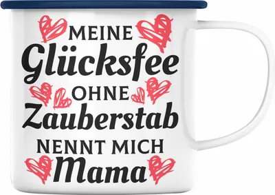 Produktbild von Trendation - Mama Emaille Tasse mit Spruch Geschenk Muttertag von Tochter Sohn Mutter Emaille Emaille Tasse Spruch (Blau)