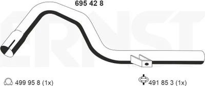 Produktbild von ERNST Abgasrohr Auspuffrohr für NISSAN TERRANO II (R20) Hinten 695428
