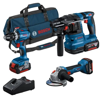 Productafbeelding van Bosch Professional 18V Accu-combinatie: GSB 18V-45 + GBH 18V-22 + GWS 18V-