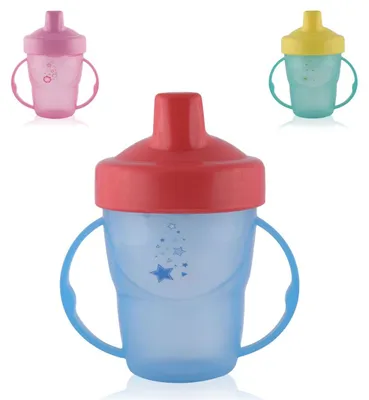 Zdjęcie produktu dla Kubek Baby Care 210 ml, kubek niekapek, twardy ustnik, uchwyty niebieskie
