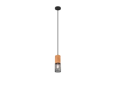 Obrázek produktu pro Závěsné svítidlo, klec, dřevo, matná černá, V 150 cm
