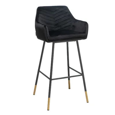 Obrázok produktu pre Bronx71 zamatová barová stolička Fiona 65 - 78 cm čierna
