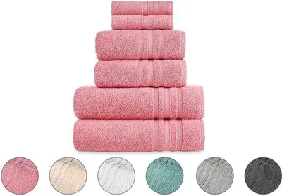 Produktbild von Ibenzoa® s 6-teiliges Handtuchset aus 100% Baumwolle – 2x70x140, 2x50x100, 2x33x33 cm, saugstark, waschbar bis 60°C, verschiedene Farben