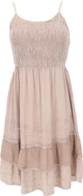 Produktbild von Besticktes Indisches Boho Kleid, Sommerkleid, Minikleid Hippie Chic - Beige, Damen, Creme-weiß, Viskose, Kleider
