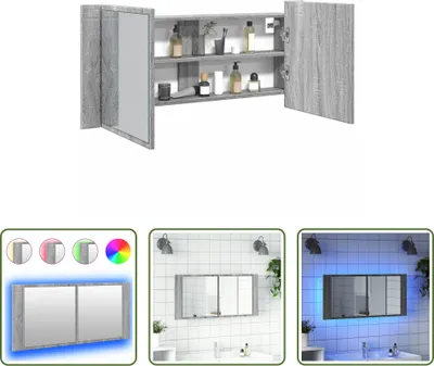 Produktbild von The Living Store LED-Spiegelschrank Grau Sonoma 100x12x45 cm